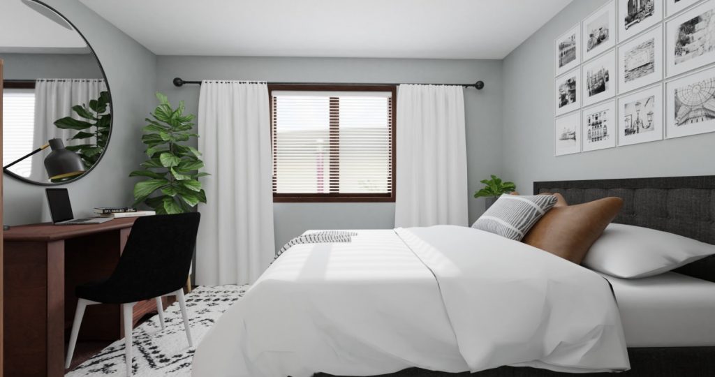 minimalist dorm room