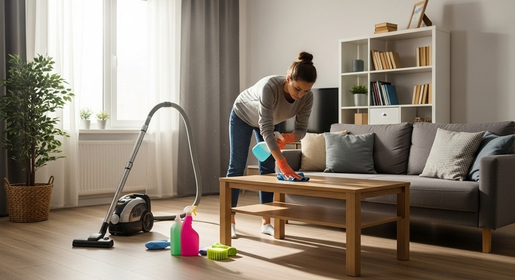 Cleaning supplies used for residential house cleaning