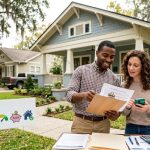 Alabama family reviewing FHA loan requirements before buying a new suburban home