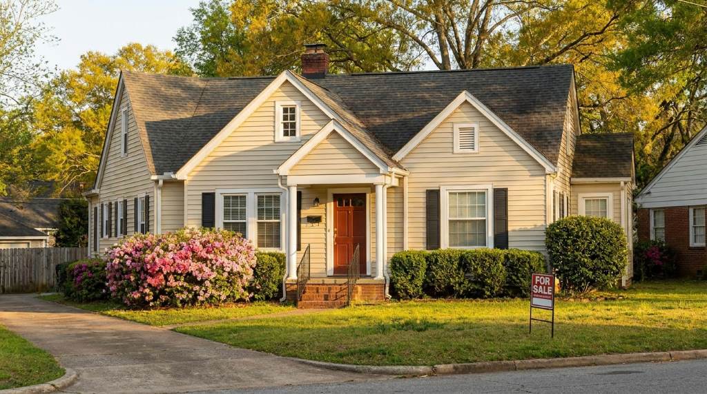 Real estate agent explaining lowest mortgage rates in Alabama today to first-time homebuyers