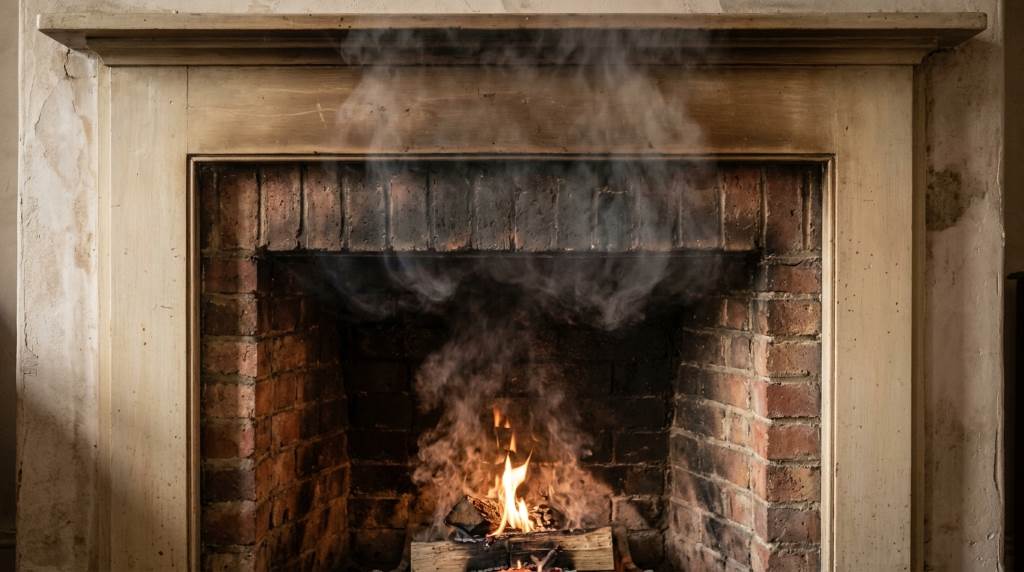 Homeowner inspecting chimney for indoor smoke odor issues