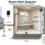 Steam bath diagram showing generator and steam pipe layout