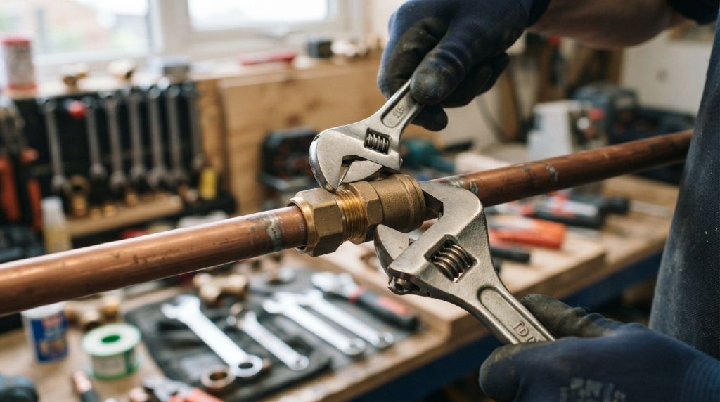 Using a compression fitting to join copper pipes